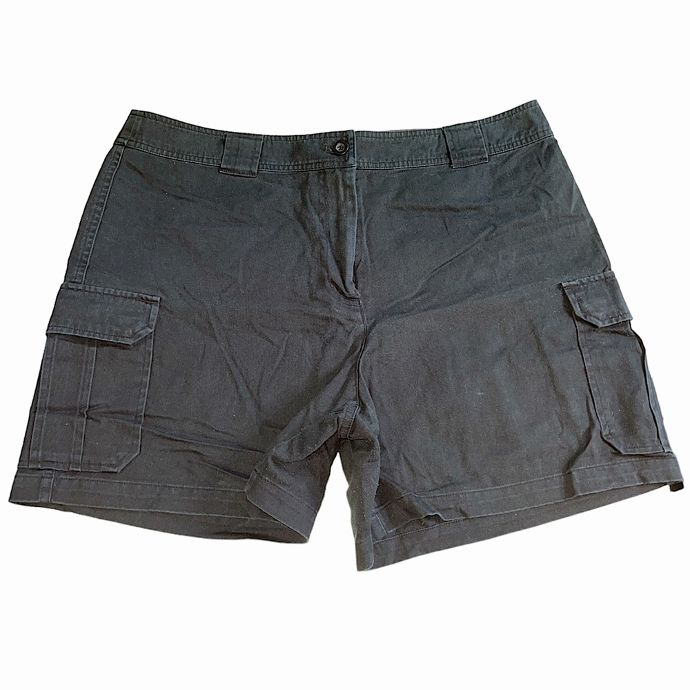 NY&Co. 100% Cotton Black Lightweight Breathable Cargo Shorts Two Leg Pockets 14